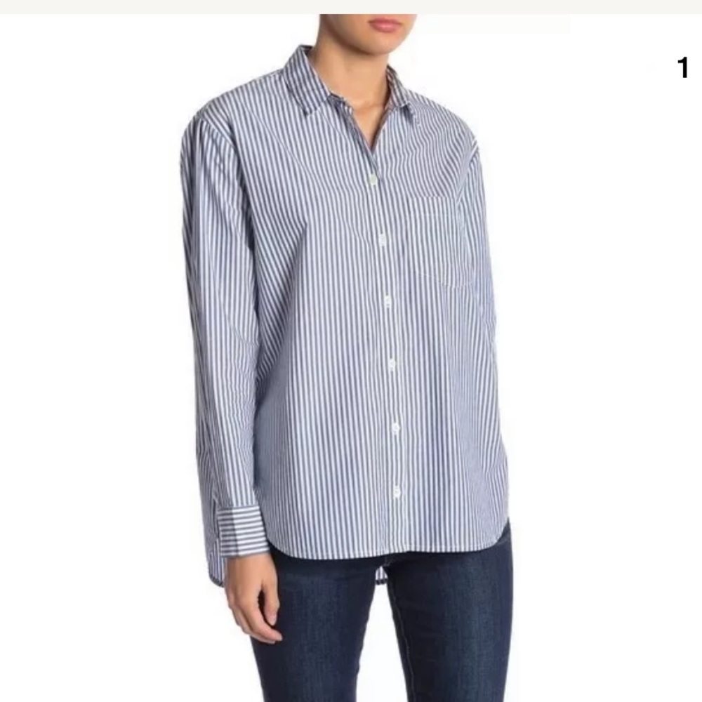 Madewell Oversized Boyfriend Striped Blouse Shirt